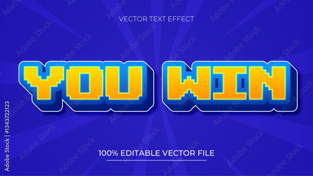 Fototapete you win editable text effect with pixel font style