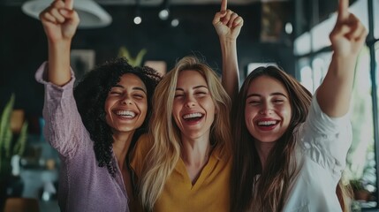 Fototapeta premium A group of women celebrating a successful business milestone together.