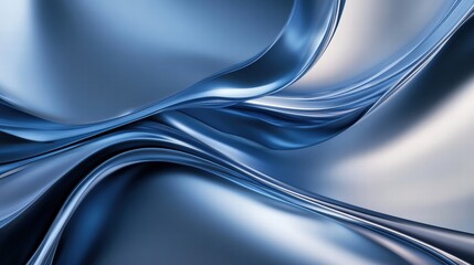 Dynamic 3D liquid effect with blue and silver hues, high-resolution abstract art for commercial designs.