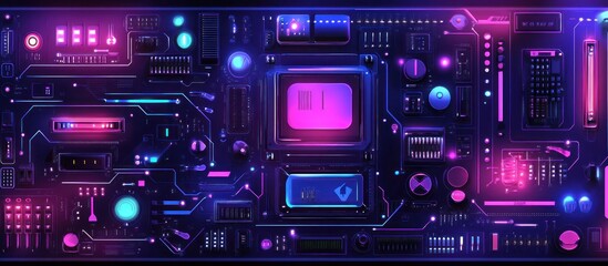 Neon Circuit Board: A Futuristic Digital Landscape