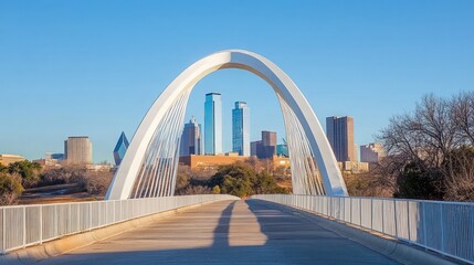 Naklejka premium Modern Bridge Overlooking Skyline