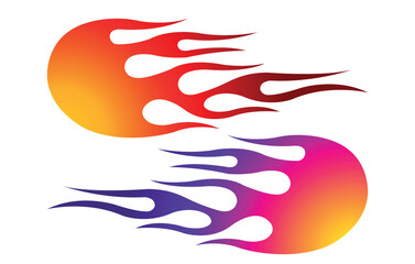 Fire flames racing car decal vector art graphic. Burning tire and flame sports car body side vinyl decal. Side speed decoration for cars, auto, truck, boat, suv, motorcycle.