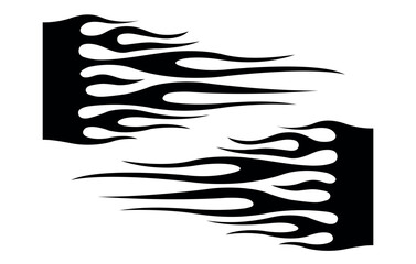 Abstract black silhouette fire flames tattoo vector art graphic. Tribal lame car vinyl decal and airbrush stencil.
