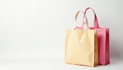 Stylish reusable cotton shopping bag, white background , storage, stylish