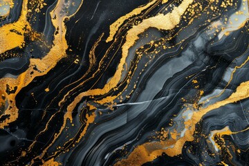 Obraz premium Photo of Deep black marble pattern with golden veins. Background texture for backdrops or mapping