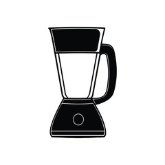 Silhouette black kitchen blender vector on white background with simple blender icon and logo illustration