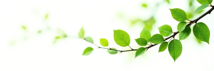 Obraz premium Branches with leaves on isolated white background, green, pure