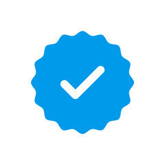 Blue Verified Badge Icon with Checkmark. Verification Tick Symbol in Circle Star Vector