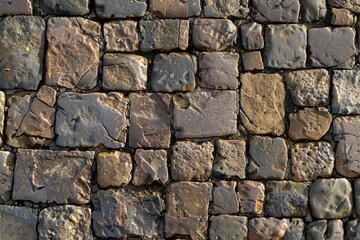 Photo of European cobble stone paving surface. Background texture for backdrops or mapping