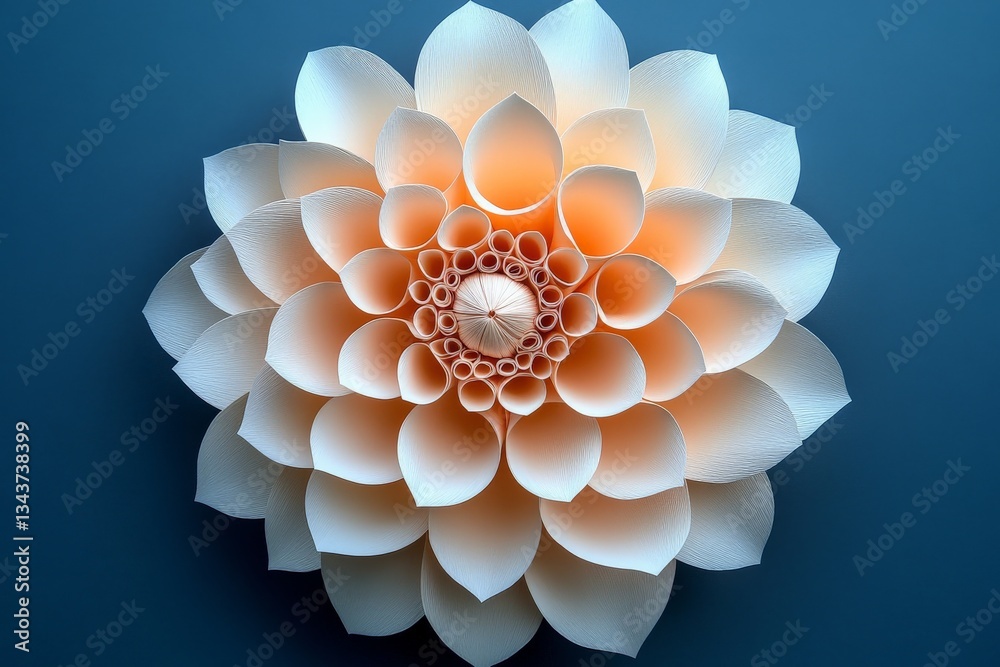 Poster intricate paper flower design showcasing delicate craftsmanship and vibrant colors in a tranquil set