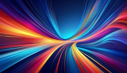 Obraz premium Modern abstract high-speed movement. Colorful dynamic motion on blue background. Generated image