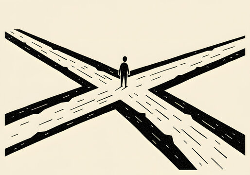 unsure future or silhouette of a lost person alone illustration no guidance concept metaphor image finding ones way forward