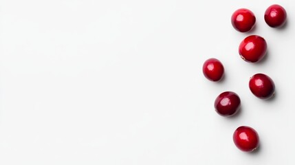 Cranberry Scatter White Background, Top View, Food Photography, Cranberries, Red Berries Cranberry, Food photography
