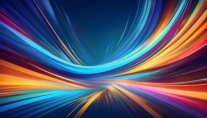 Obraz premium Modern abstract high-speed movement. Colorful dynamic motion on blue background. Generated image