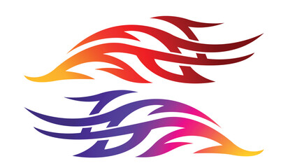 Obraz premium Racing car tattoo decal vector art graphic. Sports car tattoo body side vinyl decal. Side speed decoration for cars, auto, truck, boat, suv, motorcycle.