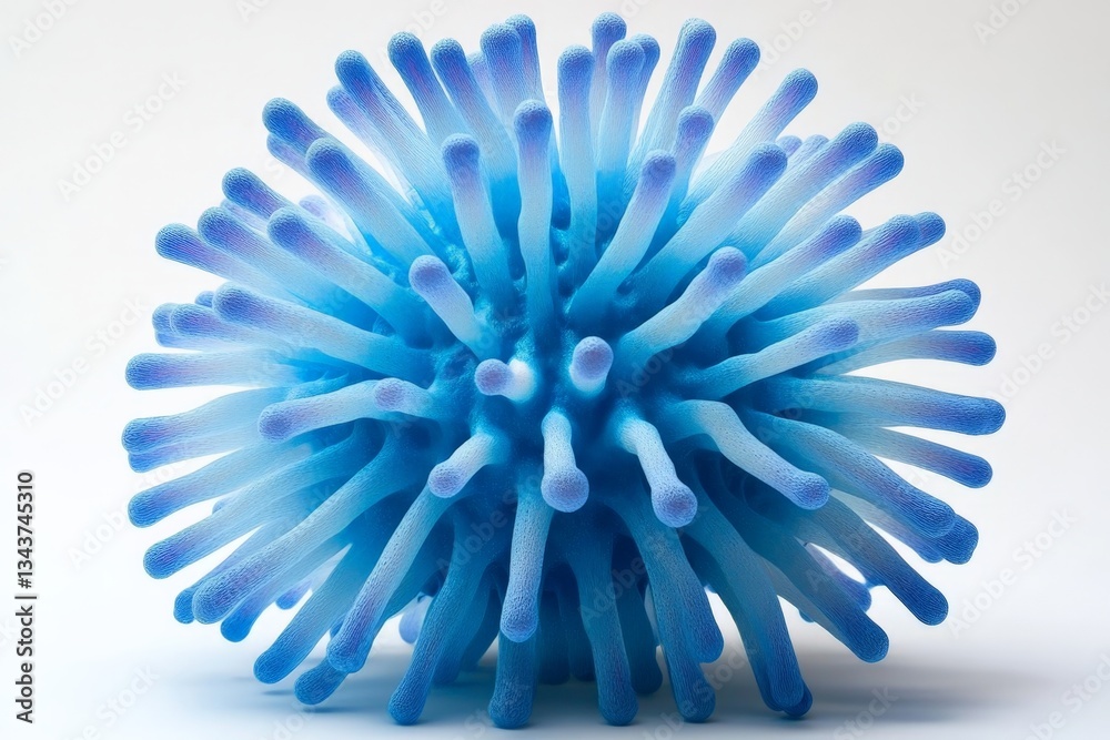 Aufkleber unique blue textured object resembling a sea creature, showcasing intricate details on a plain backg