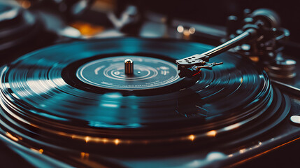 Vintage record player turntable showcasing themed playlists with classic vinyl records for nostalgic music lovers and enthusiasts.