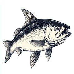Fototapeta premium salmon fish icon, line art style