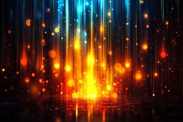 Fototapeta premium Brightly colored lights create an enchanting atmosphere during a nighttime celebration in a city park