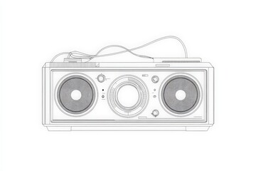 Obraz premium Classic portable stereo system design displayed on a clean white background showcasing its retro elements