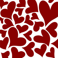 Seamless Pattern of Red Hearts on White Background