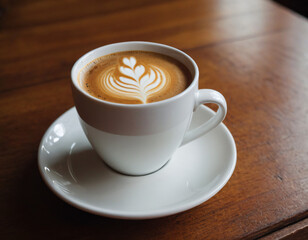 Obraz premium Delicious Latte with Art Design in White Cup