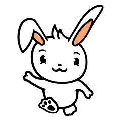 Rabbit Waves Greeting Hand Walk Run Going Happy Design Lover Art Vector Illustration Card T-Shirt Poster Sticker Graphic Print Decorative Drawing Isolated Logo Decoration Symbol Creative Cool Style
