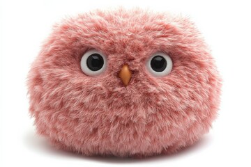Obraz premium Soft pink owl plush toy with large eyes and fluffy texture sits against a plain background