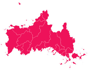 Naklejka premium 山口県 地図 マゼンタ イラスト