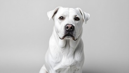 Fototapeta premium Monochrome Studio Portrait of a White Dog Sitting