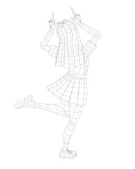 A woman is dancing in a skirt. She is wearing a white skirt