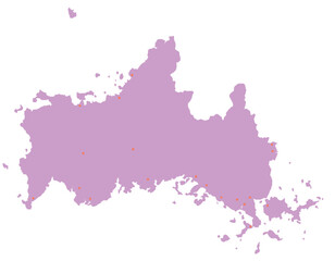 山口県　地図　紫　斑点　イラスト