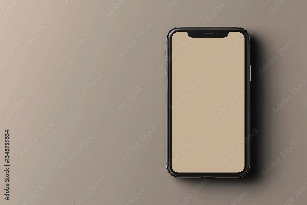 Aufkleber Mobile phone resting on minimalist surface with empty screen in soft color tones showcasing modern design