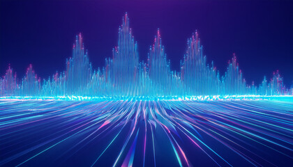 Abstract Digital EQ Music Beat Equalizer. Sound Wave Design Element. Speaking Sound Wave 3D Illustration background.