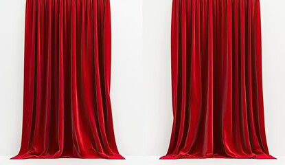 Pair of crimson velvet curtains