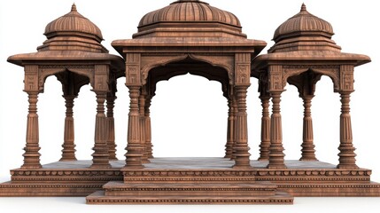 Fototapeta premium Majestic carved temple pavilion structure with intricate detailing on pillars and dome
