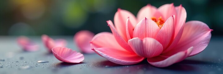 Delicate flower petals unfolding on a smooth surface, bloom, detail,