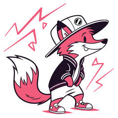 Cute Pop Art Fox with a Graffiti-Style Neon Glow