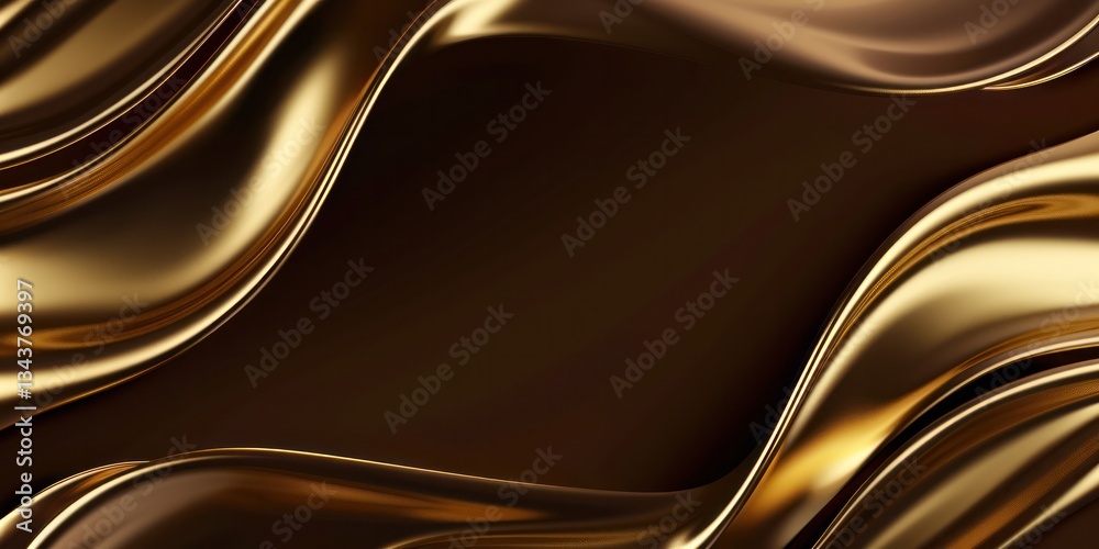 Wall mural abstract futuristic background gold background with abstract waves, fluid shapes, and smooth curves 