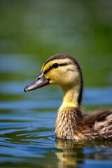 there is a duck that is swimming in the water