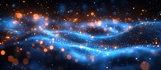 Obraz premium Abstract Blue and Orange Glowing Particle Wave Background