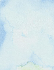Abstract watercolor artwork with blue sky colors and texture	