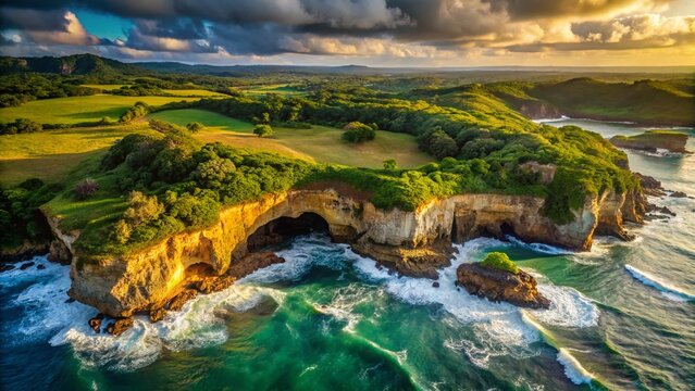 Breathtaking Low-Light Aerial View of Cueva del Indio, Hatillo, Puerto Rico