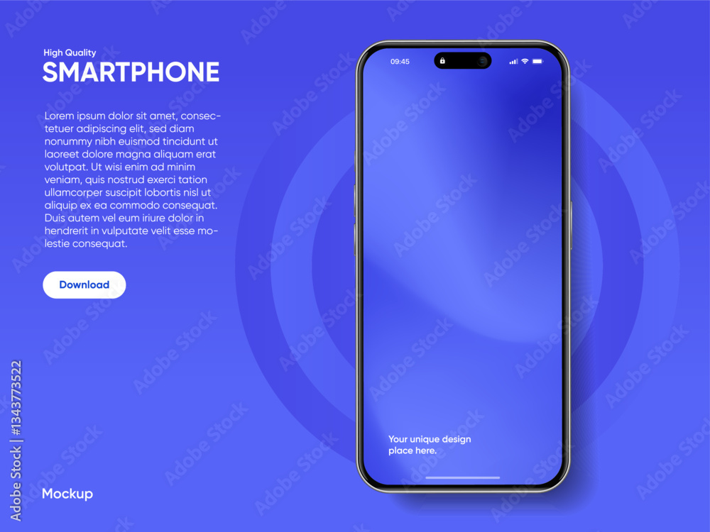 Poster Realistic smartphone mockup. Mobile phone vector with isolated on white background. Device front view. 3D mobile phone with shadow. Realistic, high quality smart phone mockup for ui ux presentation.