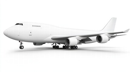 Fototapeta premium airplane boeing 747 series with white blank livery isolated on white background
