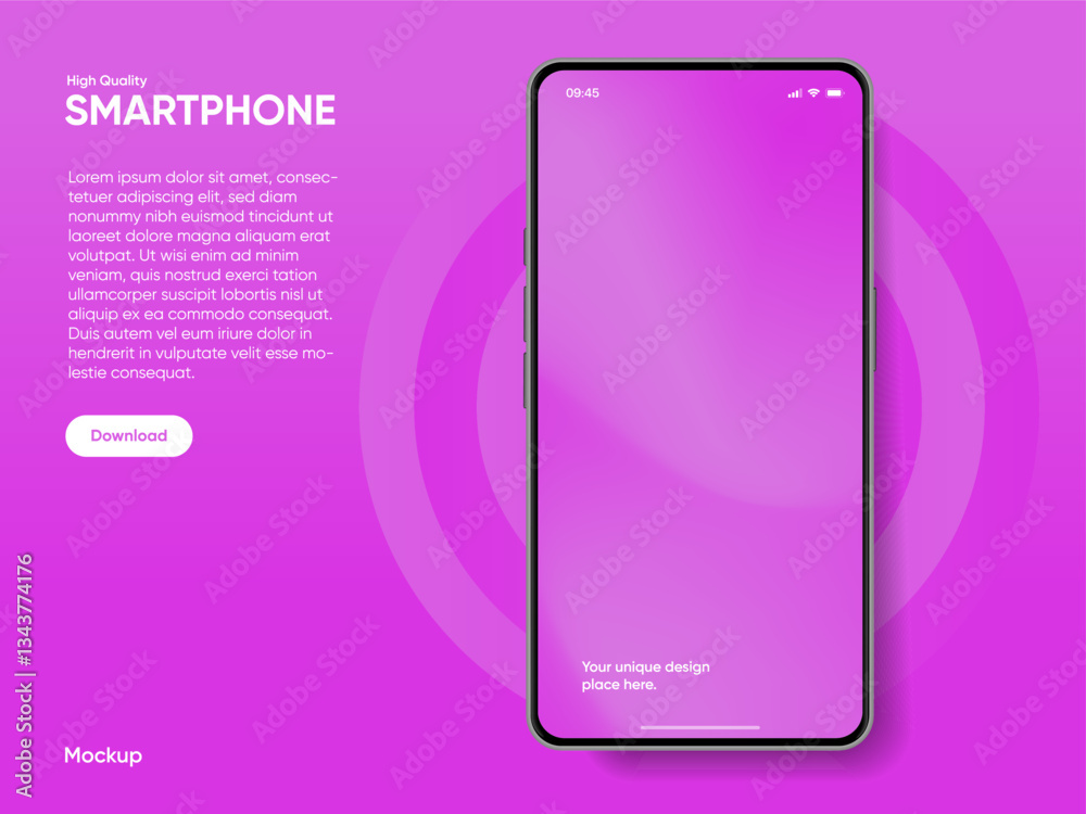 Aufkleber Realistic smartphone mockup. Mobile phone vector with isolated on white background. Device front view. 3D mobile phone with shadow. Realistic, high quality smart phone mockup for ui ux presentation.