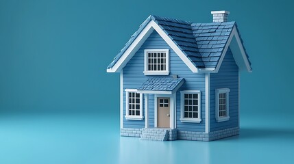 Blue House Model, Home, Real Estate, Property, Family