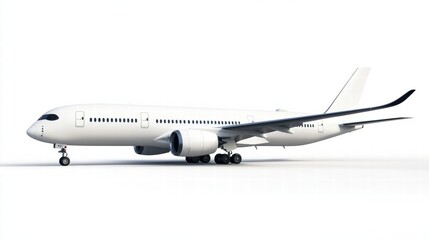 airplane airbus a350 series with white blank livery isolated on white background