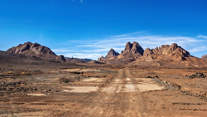 The Landscape and Mountains of the Sahara Desert in Algeria