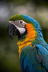 Obraz premium araffy parrot with a colorful head and blue and yellow feathers